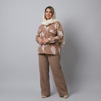 شکت پنبه‌ای گل‌دار زنانه اسیست گییم مدل 20023 قهوه ای روشن - تصویر ۱